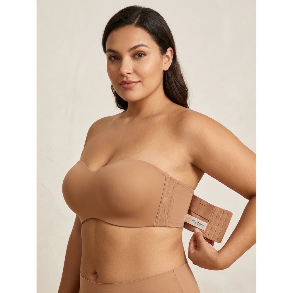 Delimira Womens Strapless Underwire Bra Tan Nude Size 40DD W592S